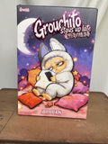 Front of Grouchito Stays Up Late blind box with sleepy rabbit character artwork